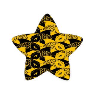 Yellow and Black Koi Fish Pattern Star Sticker