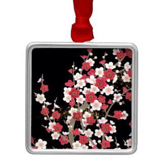 Pink & White Sakura Vintage Japanese Flower Christmas Tree Ornaments