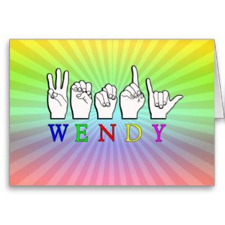WENDY ASL FINGERSPELLED NAME SIGN CARDS