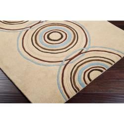 Hand tufted Beige Contemporary Circles Parkston Wool Geometric Rug (7'6 x 9'6) Surya 7x9   10x14 Rugs