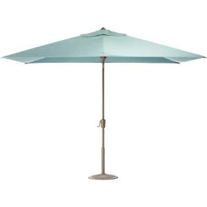 Home Decorators Collection 6.5 ft. x 10 ft. Auto Tilt Patio Umbrella in Mist Sunbrella with Champagne Frame 1549120340