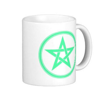 Sea Green Pentacle Pentagram Coffee Mugs