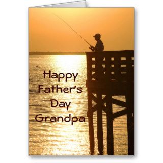 Father's Day Grandpa both, Man fishing, pier Greeting Card
