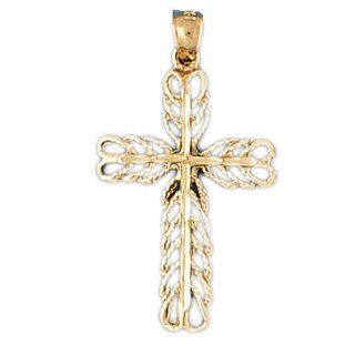 14K Gold Charm Pendant 2 Grams Cross Design7886 Necklace Jewelry