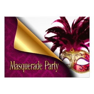 Peekaboo Masquerade Damask Party Personalized Invitation