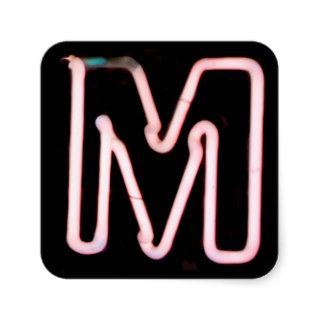 Letter "M" Neon Light Monogram Sticker