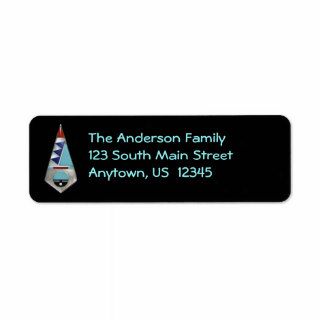 Southwest Zuni Inlay on Black Return Address Label