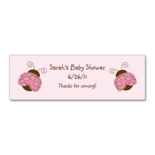 Pink & Brown Mod Ladybug Baby Shower Favor/Tags Business Card