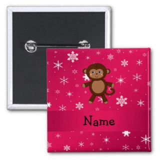 Personalized name monkey pink snowflakes