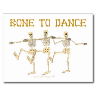 Funny Dancing Skeletons Bone To Dance Cartoon Postcard