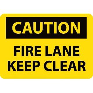NMC C489RB OSHA Sign, Legend "CAUTION   FIRE LANE KEEP CLEAR", 14" Length x 10" Height, Rigid Plastic, Black on Yellow Industrial Warning Signs