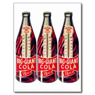 Vintage Retro Big Giant Soda Bottle Thermometer Postcards