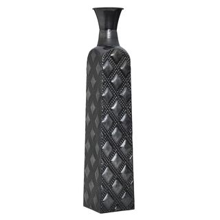 Elements 24 inch Embossed Metal Graphite Quilt Vase