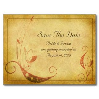 Vintage Fall Floral Wedding Save the Date Postcard