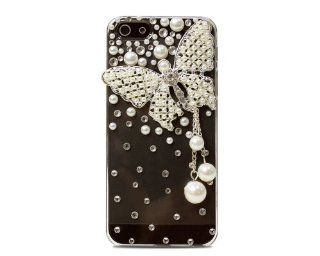 BONAMART ® Bling Butterfly Rhinestone Pearl Crystal Hard Back Case Cover For iPhone 5 5G 5t Cell Phones & Accessories