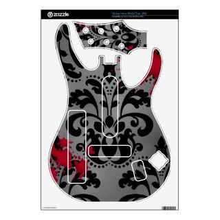 Elegant damask black and gray with blood Halloween Skin For Guitar Hero