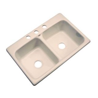 Thermocast Newport Drop in Acrylic 33x22x9 in. 3 Hole Double Bowl Kitchen Sink in Peach Bisque 40307