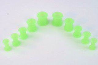 10 Piece Green Silicone Ear Plugs Tunnel Kit 6G 00G Kit Gauges Expander Set Squishy Jewelry