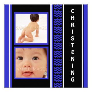 Christening baby boy blue black personalized announcements