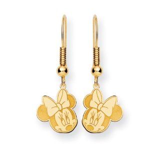 Disney Yellow Gold Minnie Mouse Fishhook Earrings Jewelry