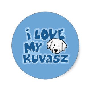 Kawaii I Love My Kuvasz Round Sticker