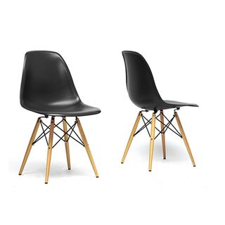 Azzo Black Plastic Mid century Modern Shell Chairs (set Of 2)
