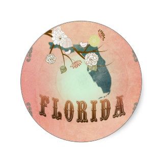 Modern Vintage Florida State Map  Pastel Peach Sticker