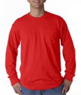 Bayside Adult Union Made Long Sleeve Cotton Pocket Tee Red 3Xl  
