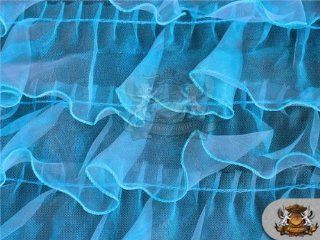 Organza Ruffle Mesh Fabric TURQUOISE / 54" Wide / Sold by the yard