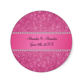 Pink glitter wedding favors sticker