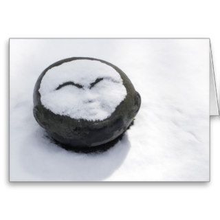 Happy Buddha With Snow Facial Greeting Card
