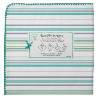 Swaddle Designs Ultimate Receiving Blanket  Turquoise Stripes