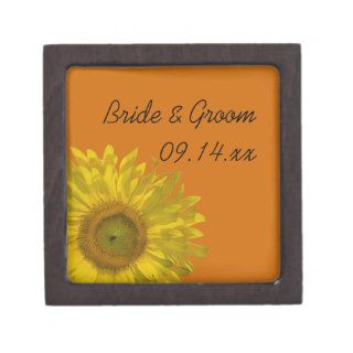 Sunflower on Orange Wedding Gift Box Premium Jewelry Box