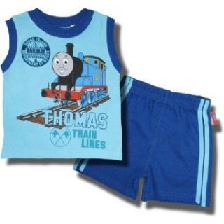 Thomas the Tank Engine "Train Lines" 2 Piece T Shirt and short set for Toddlers   4T Infant And Toddler Clothing Sets Clothing