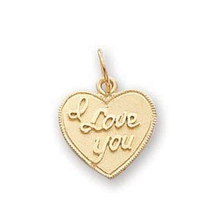 14k Gold Heart With I Love You Charm Pendant Jewelry