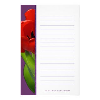 red tulip customizable writing paper customized stationery