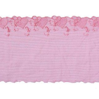 Wholeport 7.28" Hot Pink Lace Trim with Sweet Heart Embroidery By the Yard