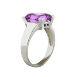 10k Gold Emerald cut Synthetic Amethyst Solitaire Ring Gemstone Rings