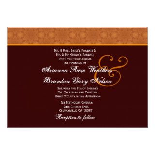 Gold Star Flower Pattern Autumn Wedding Template Personalized Announcements