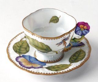 Anna Weatherley Leaf Flower Handle Cup & Saucer Drinkware Cups With Saucers Kitchen & Dining
