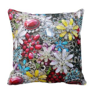 Diamond Bling Bling Bouquet,Multi Colored Jewels Throw Pillows