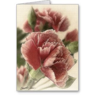 Red Pink Carnations 1 Rustic Card