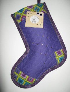 Purple Christmas Stockings Home Made Quilting Keepsakes with Picture Frame  