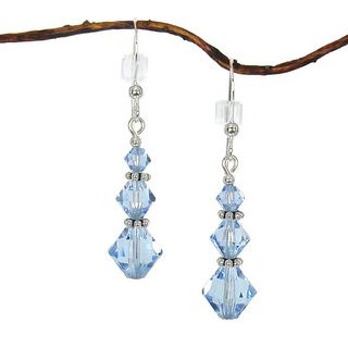 Jewelry by Dawn Sterling Silver Blue Crystal Triple Bicone Earrings Jewelry by Dawn Earrings