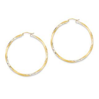 Round Earrings   Hoop in 14kt Rhodium Plated Yellow Gold   Hinge Backs   GEMaffair Jewelry