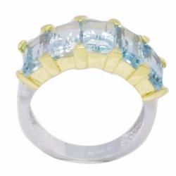 De Buman 18k Gold and Silver Sky Blue Topaz Ring De Buman Gemstone Rings
