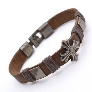 K Mega Jewelry Tribal Leather Cross Wristband Surf Brown Mens Bracelet B484 Jewelry