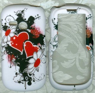 Flower Heart Net10 Tracfone Lg501c Lg 501c 501 Faceplate Rubberized Snap on Hard Phone Cover Case Protector Accessory Cell Phones & Accessories