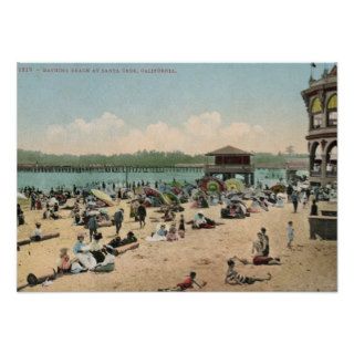 Bathing Beach, Santa Cruz CA Vintage Posters