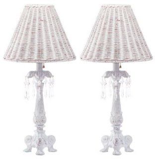 1 Pair 2 Shabby Crystal Table Lamp Shade Lighting Light, Chic    